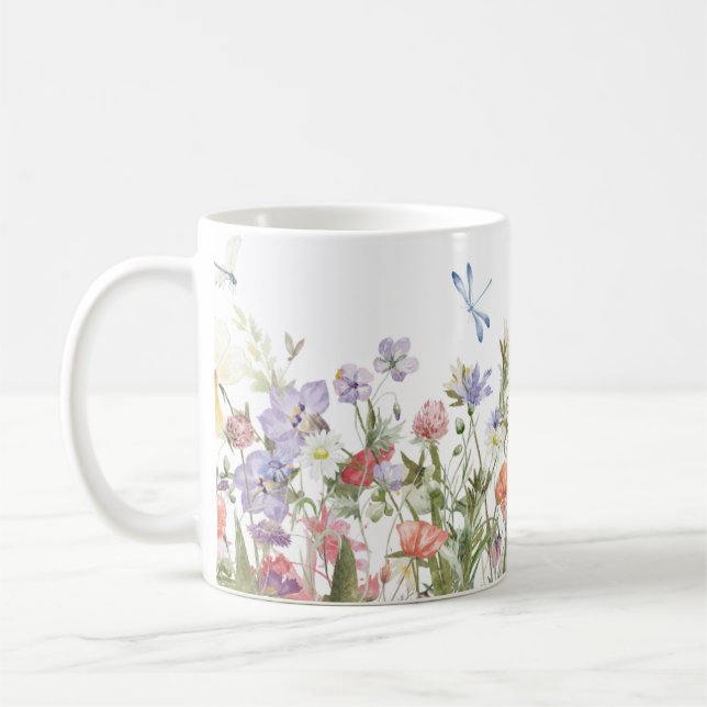 Handillustrerad Blomma Kaffemugg (Vänster)