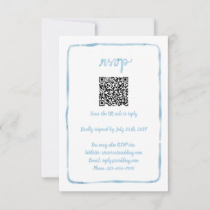 Handillustrerad enkel Ram-ljusblå QR-kod OSA Kort