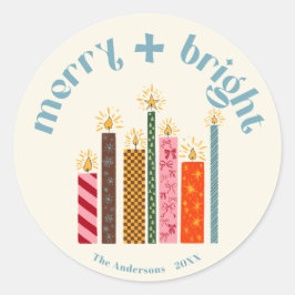 Handillustrerad Merry + Bright Julsticker Runt Klistermärke