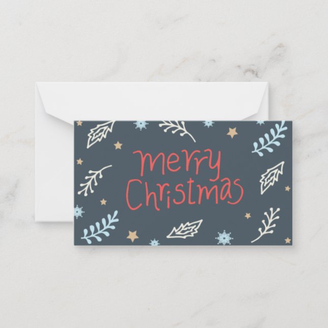Handillustrerad Merry Christmas-kort Anteckningskort (Framsida)