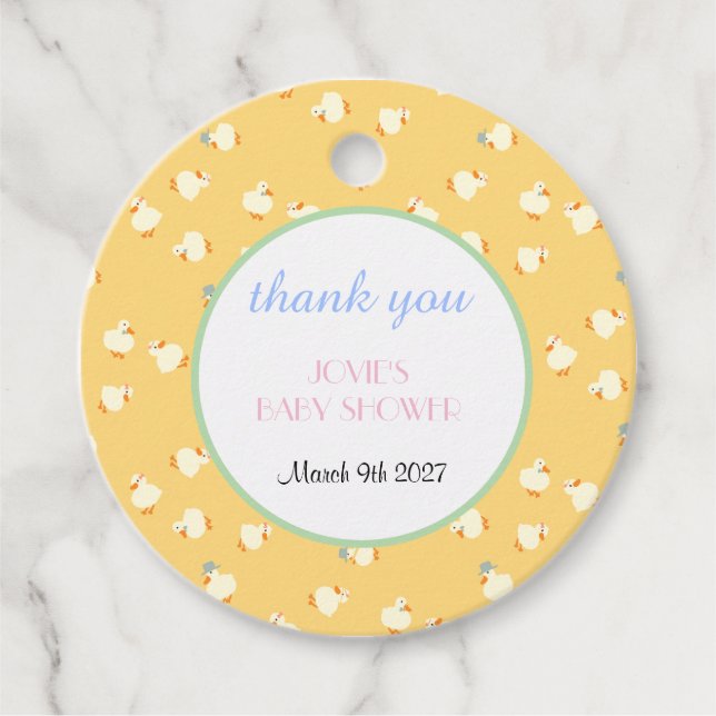 Handillustrerade ankor barn gula baby shower gåvor etiketter (Framsida)