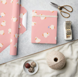 Handillustrerade ankor barn rosa baby shower presentpapper