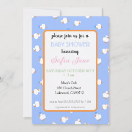 Handillustrerade söta ankungar för barn Blå baby s Inbjudningar