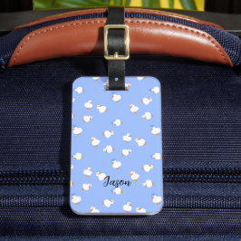 Handillustrerade söta Kawaii-ankor i blå kontakt Bagagebricka