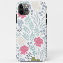 Handillustrerat blommönster och lövverk