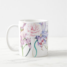 Handillustrerat blomprint kaffemugg
