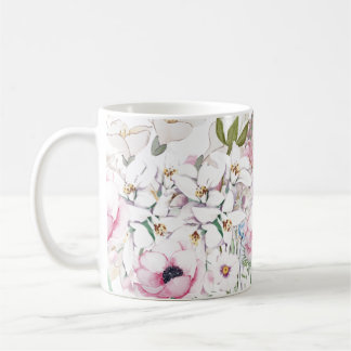 Handillustrerat blomtryck kaffemugg