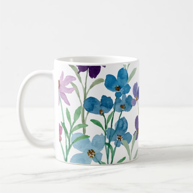 Handillustrerat blomtryck kaffemugg (Vänster)
