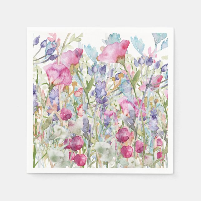 Handillustrerat blomtryck pappersservett (Framsidan)