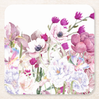 Handillustrerat blomtryck underlägg papper kvadrat