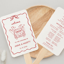 Handillustrerat Retro Teckning Red-Bröllopsprogram