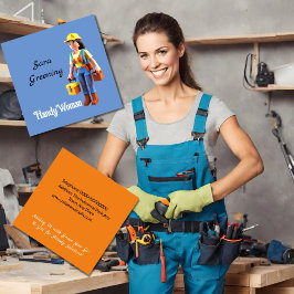 Handjkvinnlig handyman fyrkantigt visitkort