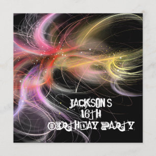 Handjur 16:e födelsedag svart multisidigt Färg-bla Inbjudningar