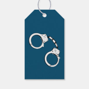 Handklovar på blå presentetikett