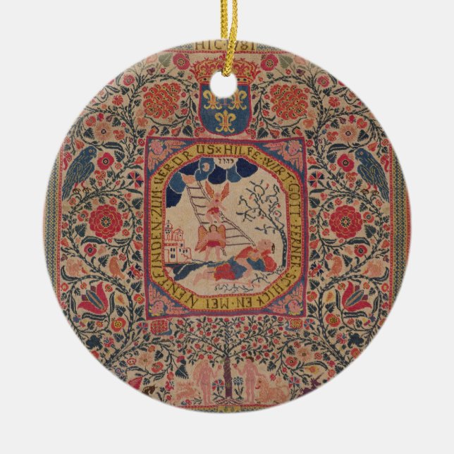 Handknitted mattar att visa Jacob dröm, Alsace Julgransprydnad Keramik (Framsidan)