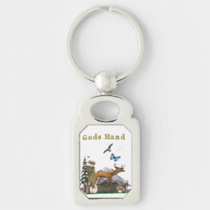 Handkonst Rektangulärt Silverfärgad Nyckelring