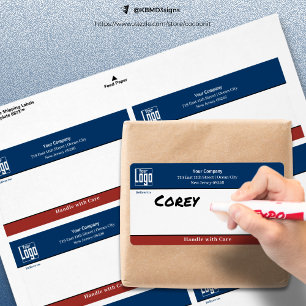 Handla med försiktig Logotyp - blå frakt Fraktsedel