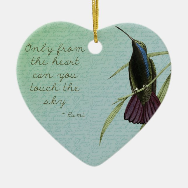 Handlag himmelhummingbirden julgransprydnad keramik (Framsidan)