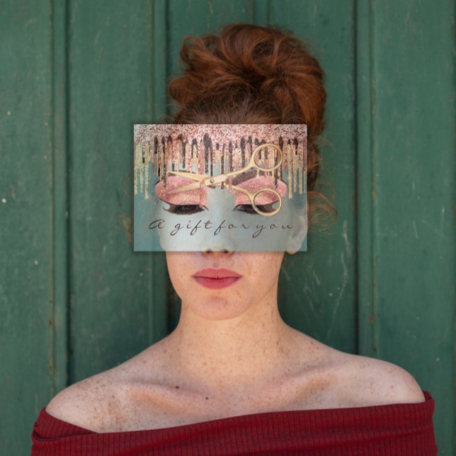 Handläggare i Ro Blue Makeup Lash Visitkort (Gift Certificate Hairdresser Rose Blue Makeup Lash)