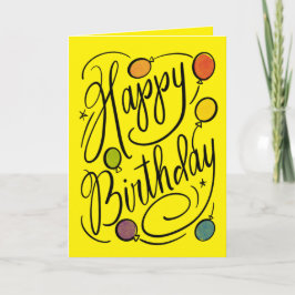 Handlåtna regnbågsballonger i Grattis på födelseda Kort