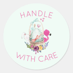 Handle med Care Egg Flamingo & Bunny Runt Klistermärke