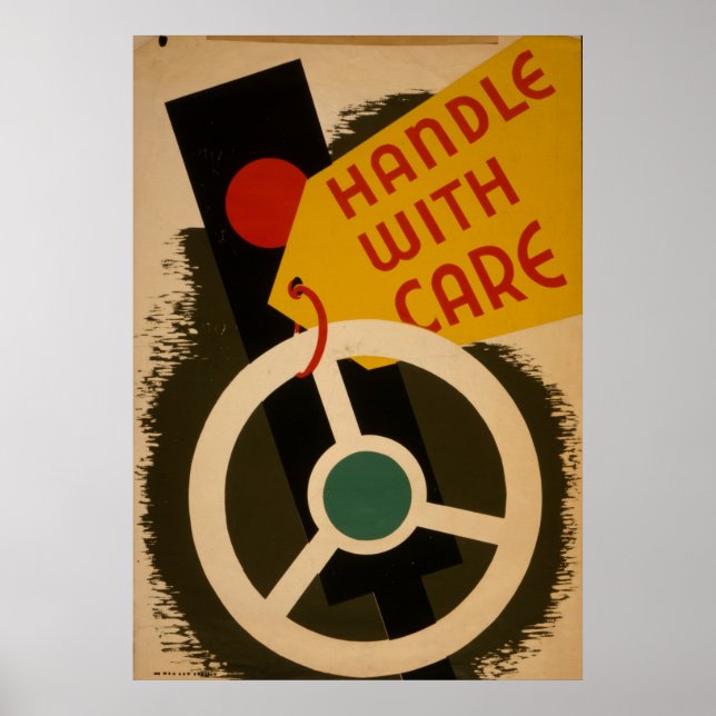 Handle with Care 1943 WPA Vintage affisch (Framsidan)