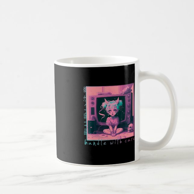 Handle with Care Pastel Goth Kawaii Anime Menhera Kaffemugg (Höger)