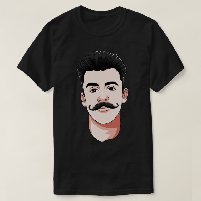 Handlebar Mustache Man Hipster Fight Hair T Shirt (Design framsida)