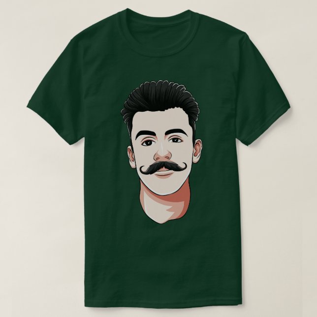 Handlebar Mustache Man Hipster Fight Hair T Shirt (Design framsida)