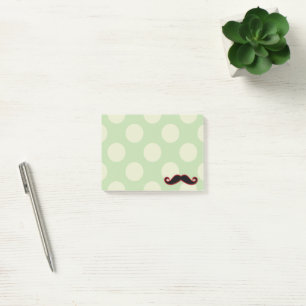 Handlebar mustache, Polka dots - svart Grönt röd Post-it Block