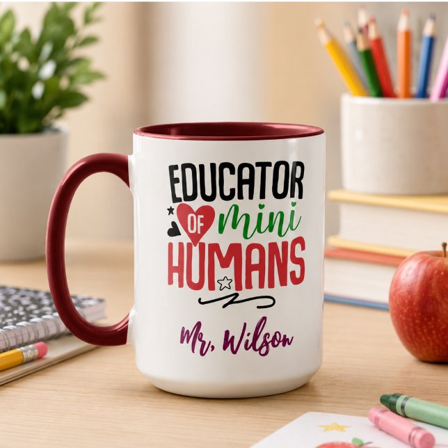 Handledare för Mini Människor Anteckningsbok – Rol Mugg (Educator of Mini Humans Notebook – Funny Teacher Mug)