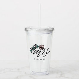 Handlettered Fru ditt namn Take Away Mugg