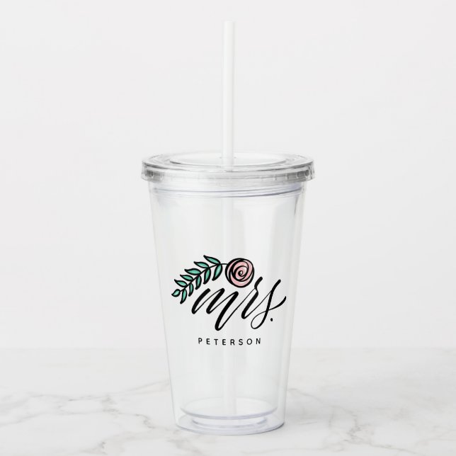 Handlettered Fru ditt namn Take Away Mugg (Framsida)