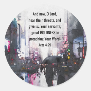 Handlingar 4:29 O Lord Ge Underbar Bolness Bible V Runt Klistermärke