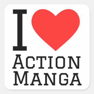 Handlingsmanga i kärlek fyrkantigt klistermärke