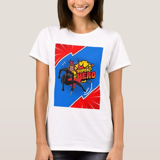 Handlingsplan för Stil superhjälte med feta Teckna T Shirt (Framsida)