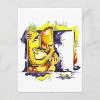 Handmade Abstrakter Painting of Lord Ganesha Vykort