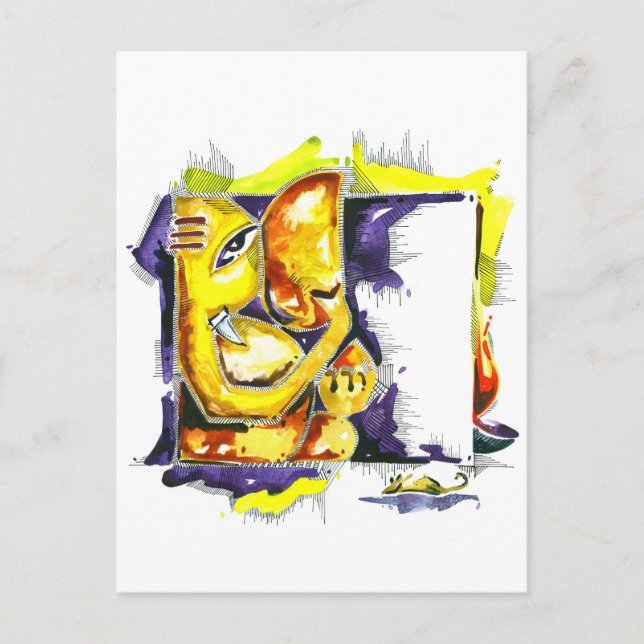Handmade Abstrakter Painting of Lord Ganesha Vykort (Framsida)