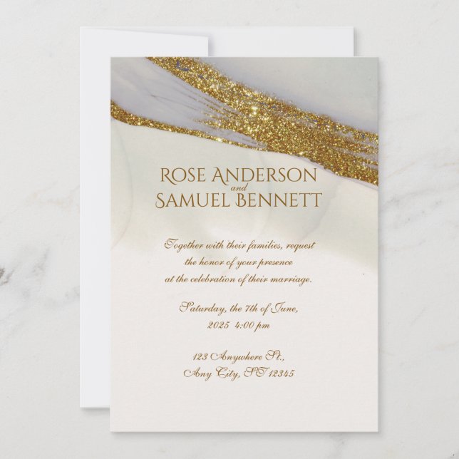 Handmade Alcohol Ink Glitter Wedding Invitation Inbjudningar (Framsida)