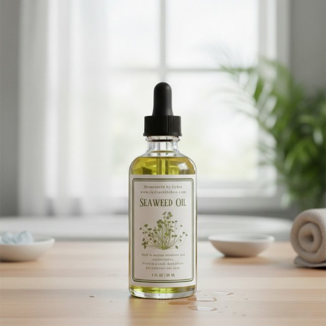 Handmade Botanical Seaweed Oil Label Vinetikett (Skapare uppladdad)