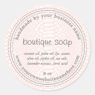 Handmade Boutique Soap Pastel Rosa Snake Mönster Runt Klistermärke