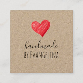 Handmade Business Cards, Red Heart, Custom Fyrkantigt Visitkort