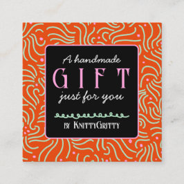 handmade business holiday red & pink gift card fyrkantigt visitkort