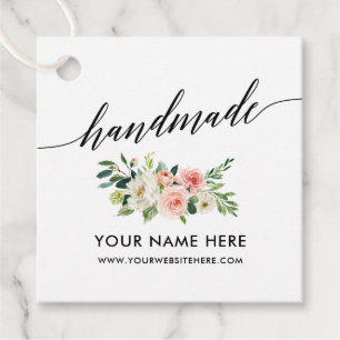 Handmade Calligraphy Script Rosa White-Blommigt Gåvor Etiketter