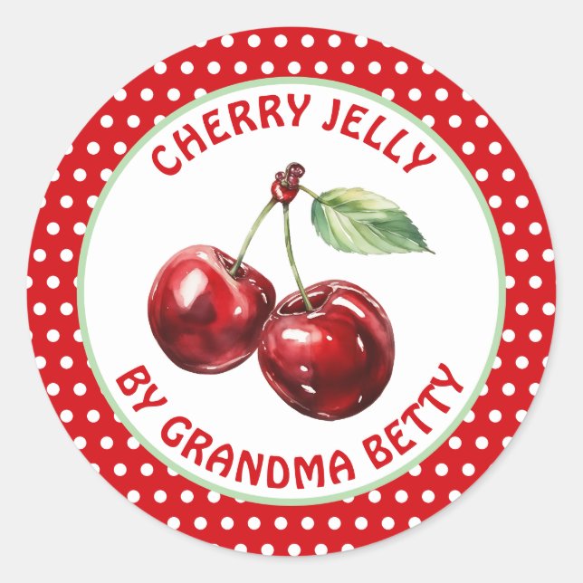 Handmade Cherry Jelly Personlig Runt Klistermärke (Framsida)