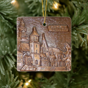 HANDMADE COPPER PLATE OF KRAKOW, POLAND CERAMIC O JULGRANSPRYDNAD KERAMIK
