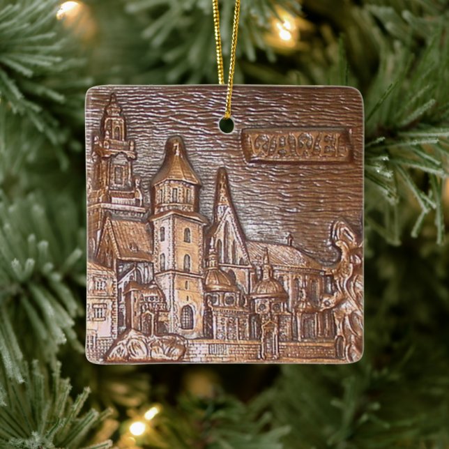 HANDMADE COPPER PLATE OF KRAKOW, POLAND CERAMIC O JULGRANSPRYDNAD KERAMIK (Träd)