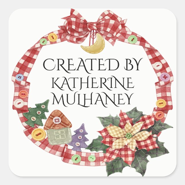 Handmade/Crafter-etiketter Fyrkantigt Klistermärke (Framsida)