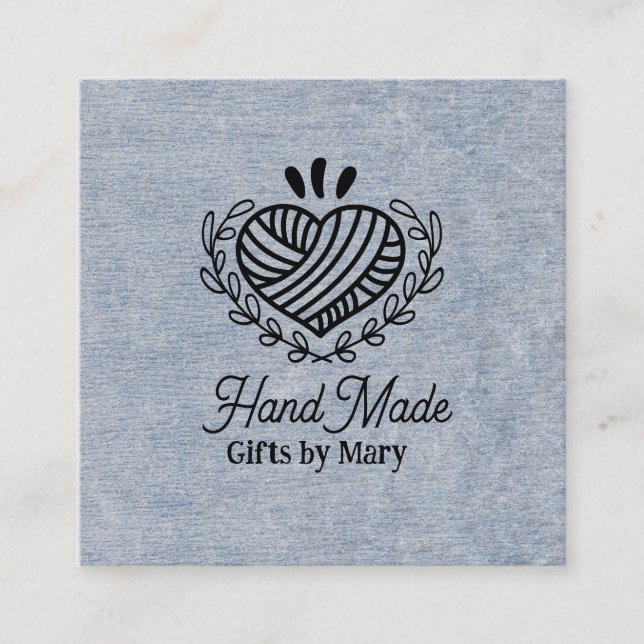 Handmade crafts Blue paper rustic calling card Fyrkantigt Visitkort (Framsida)