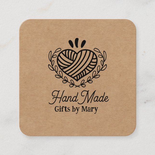 Handmade crafts brown paper rustic calling card fyrkantigt visitkort (Framsida)